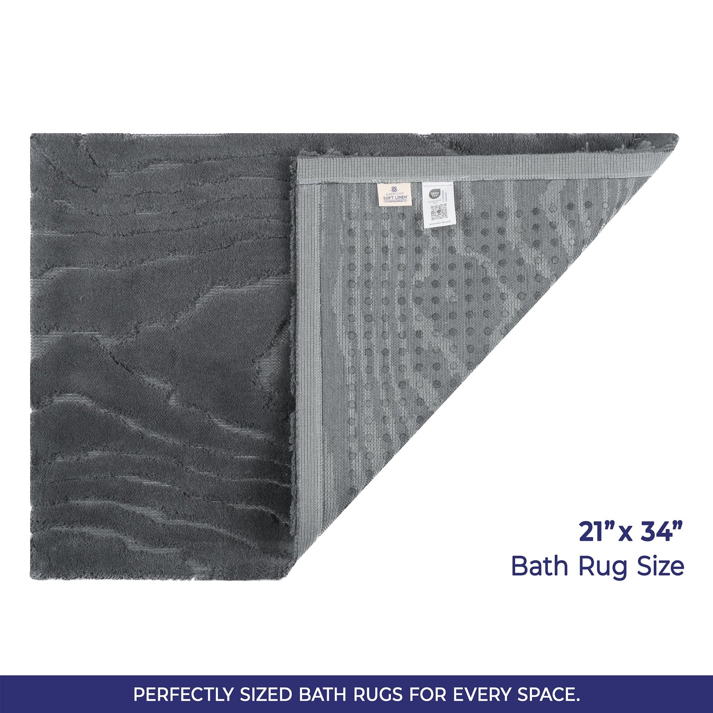 American Soft Linen Lovi Bath Rug – 21"x34" Premium Cotton, Non-Slip Design - Bath Mats for Bathroom