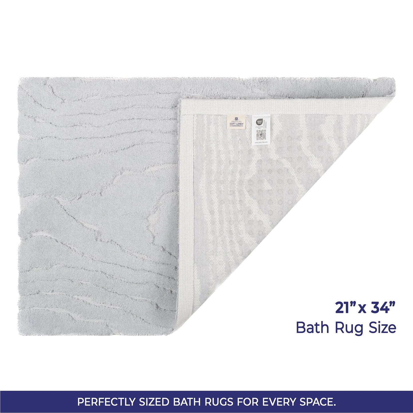 American Soft Linen Lovi Bath Rug – 21"x34" Premium Cotton, Non-Slip Design - Bath Mats for Bathroom