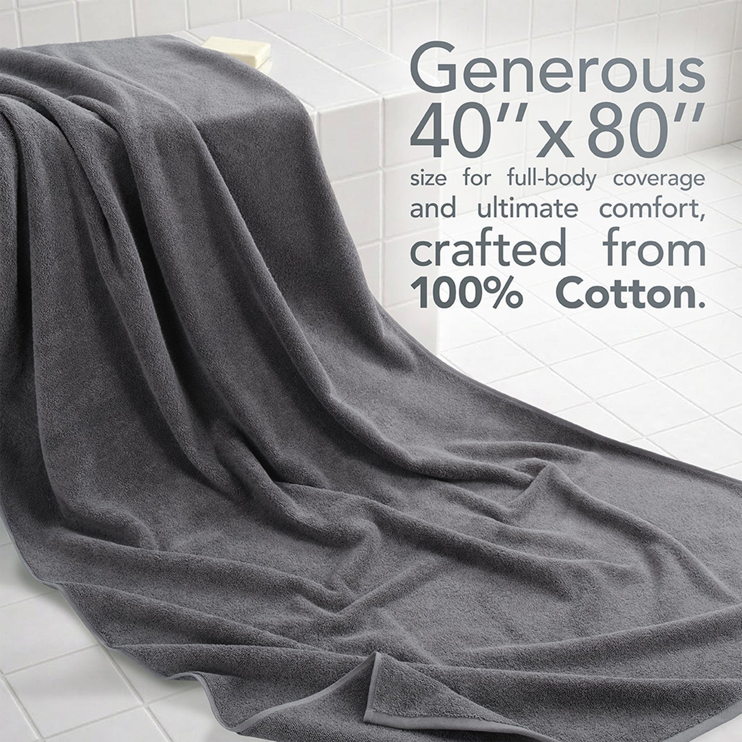 40x80 Inch Premium Bath Sheet OVERSIZED 100% Ring Spun Cotton, Luxury, Maximum Softness, Extra Large Bath Towel