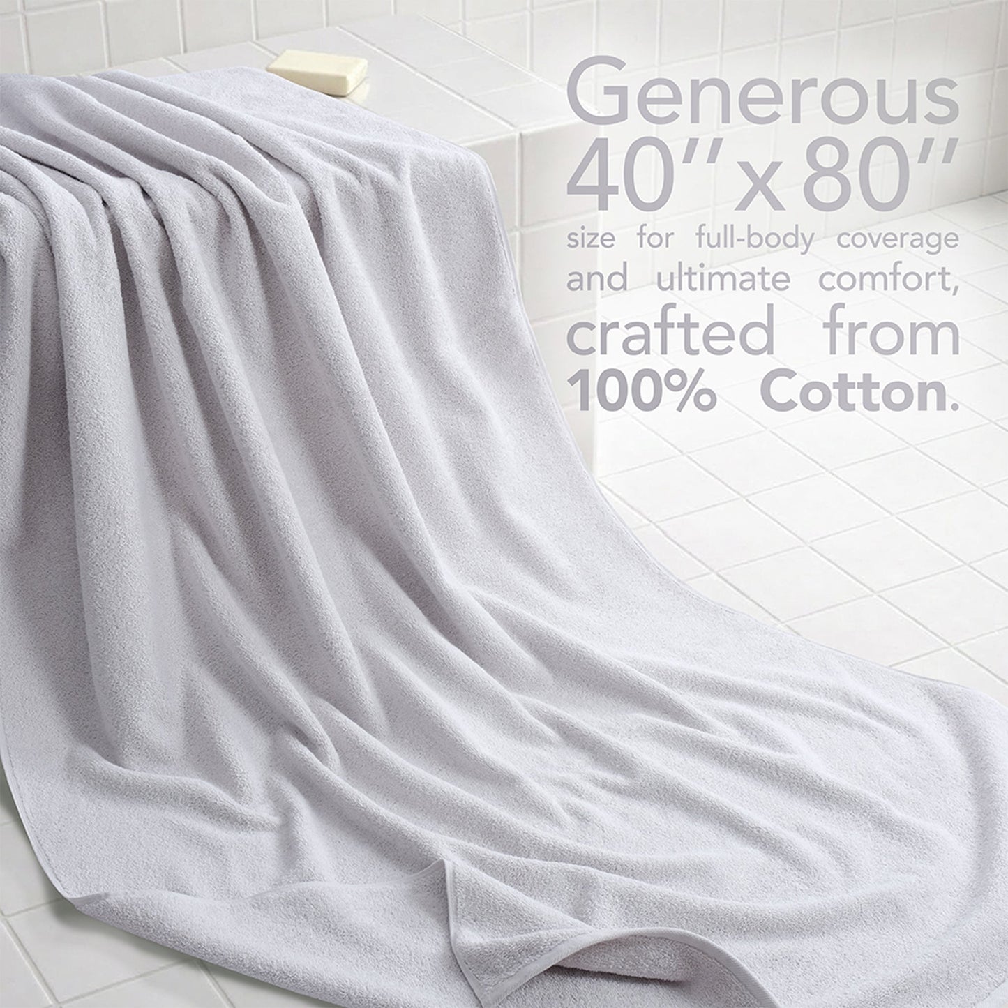 40x80 Inch Premium Bath Sheet OVERSIZED 100% Ring Spun Cotton, Luxury, Maximum Softness, Extra Large Bath Towel