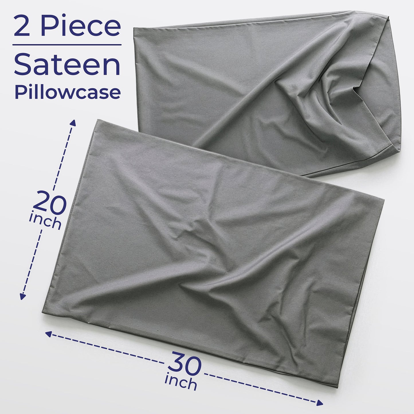 American Soft Linen 100% Cotton Sateen Pillowcase Set (2 Piece) - Soft, Breathable, Hotel Quality Pillow Covers