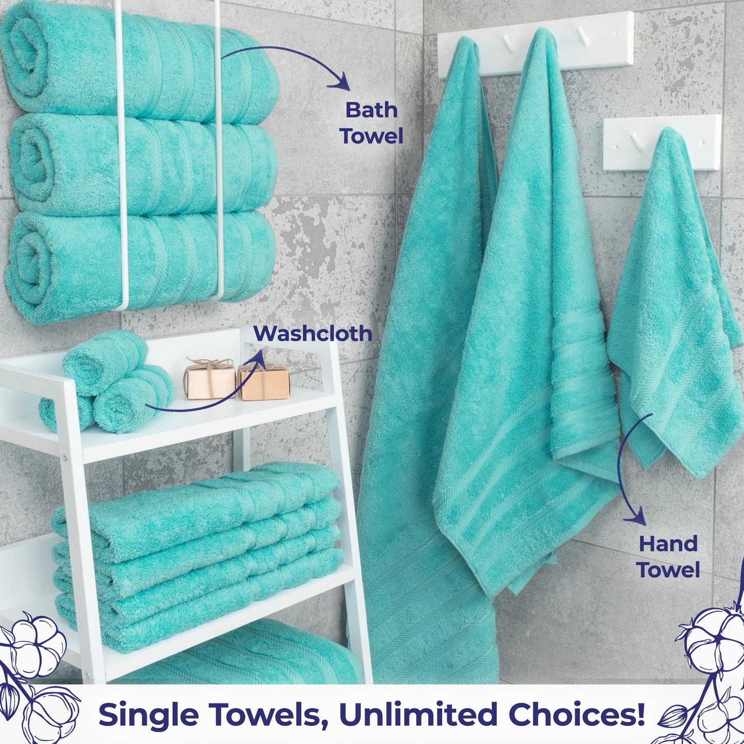 American Soft Linen Single Piece 100% Cotton Turkish Towels with 20 Different Colors, Create Your Set