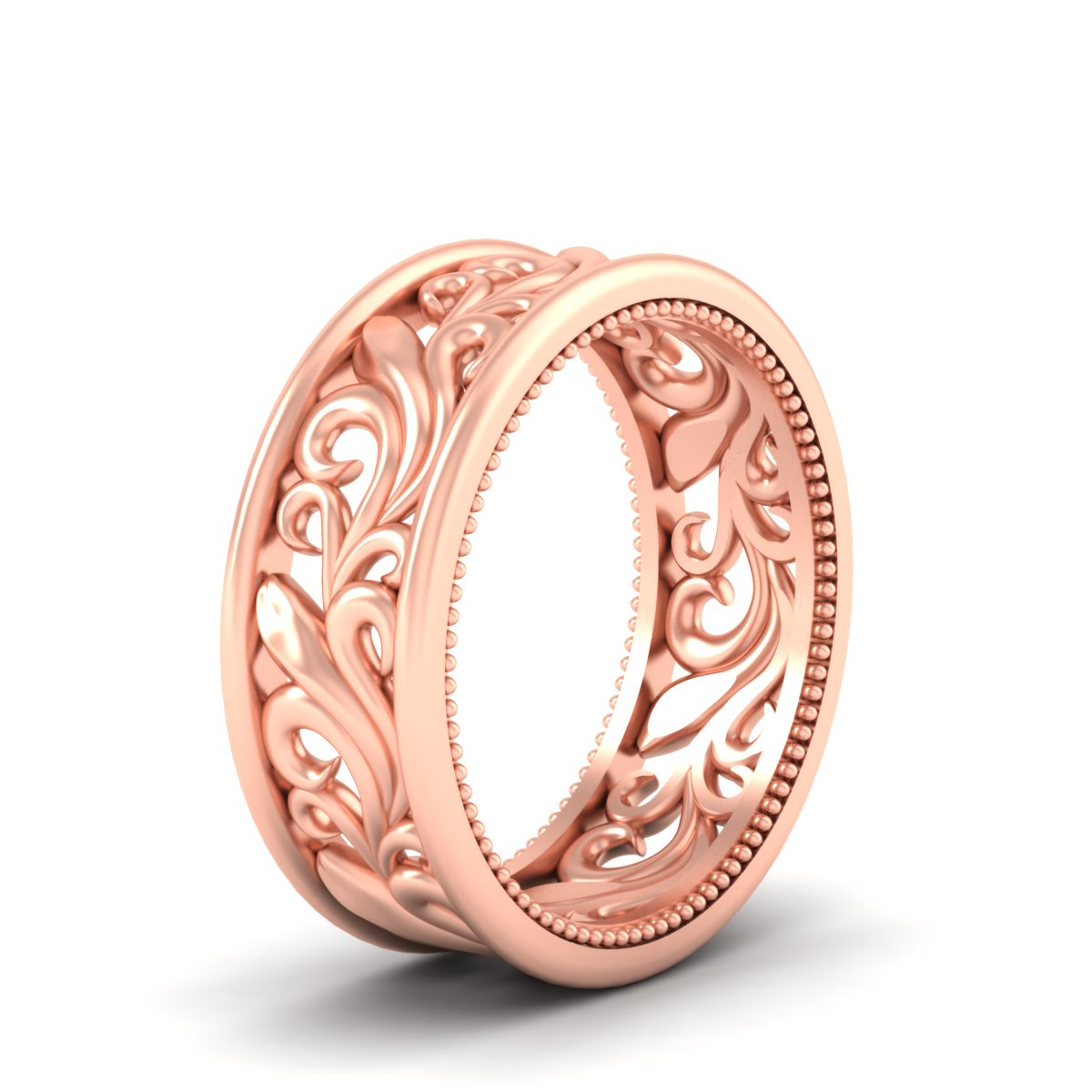 Antique Mens Wide Filigree Band