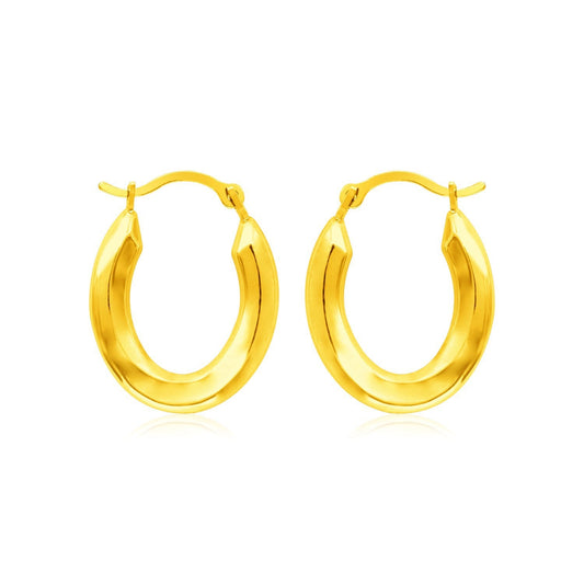 14k Yellow Gold Polished Oval Hoop Earrings