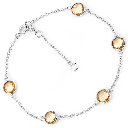 3.50 Carat Genuine Citrine .925 Sterling Silver Bracelet