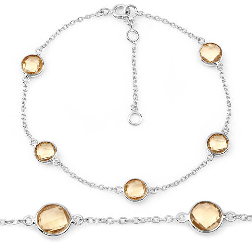 3.50 Carat Genuine Citrine .925 Sterling Silver Bracelet