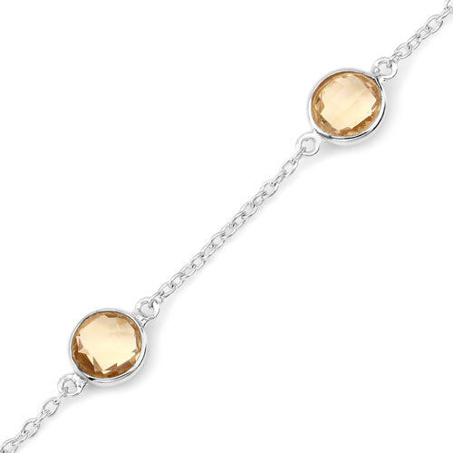 3.50 Carat Genuine Citrine .925 Sterling Silver Bracelet