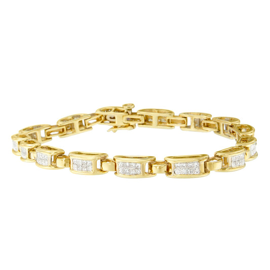 14K Yellow Gold Princess-Cut Diamond Links of Love Bracelet (2.00 cttw, H-I Color, SI2-I1 Clarity)