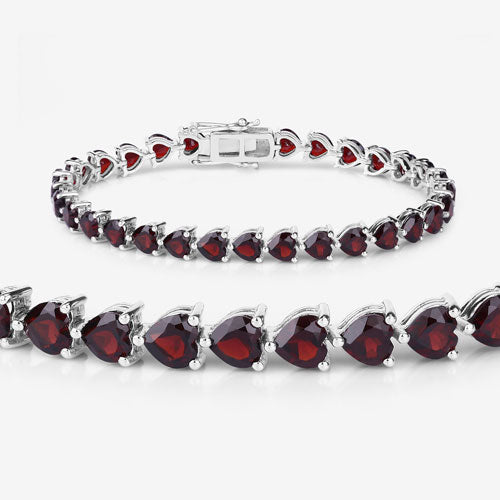15.50 Carat Genuine Garnet .925 Sterling Silver Bracelet