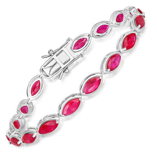 9.00 Carat Genuine Ruby 14K White Gold Bracelet
