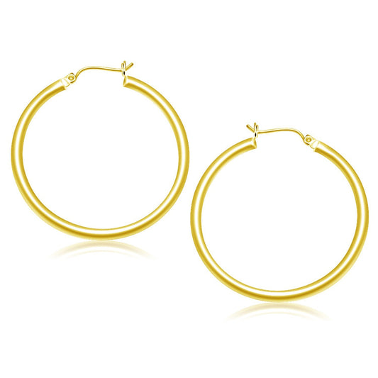 14k Yellow Gold Polished Hoop Earrings (40 mm)