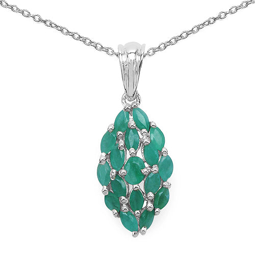 1.26 Carat Genuine Emerald .925 Sterling Silver Pendant