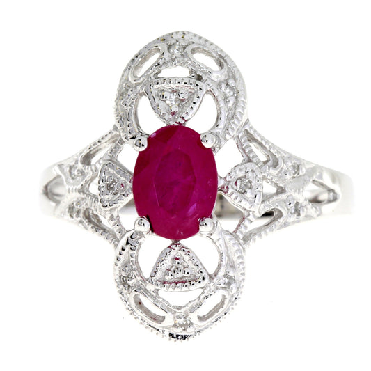 1.05ct Ruby Diamond Ring 10KT White Gold