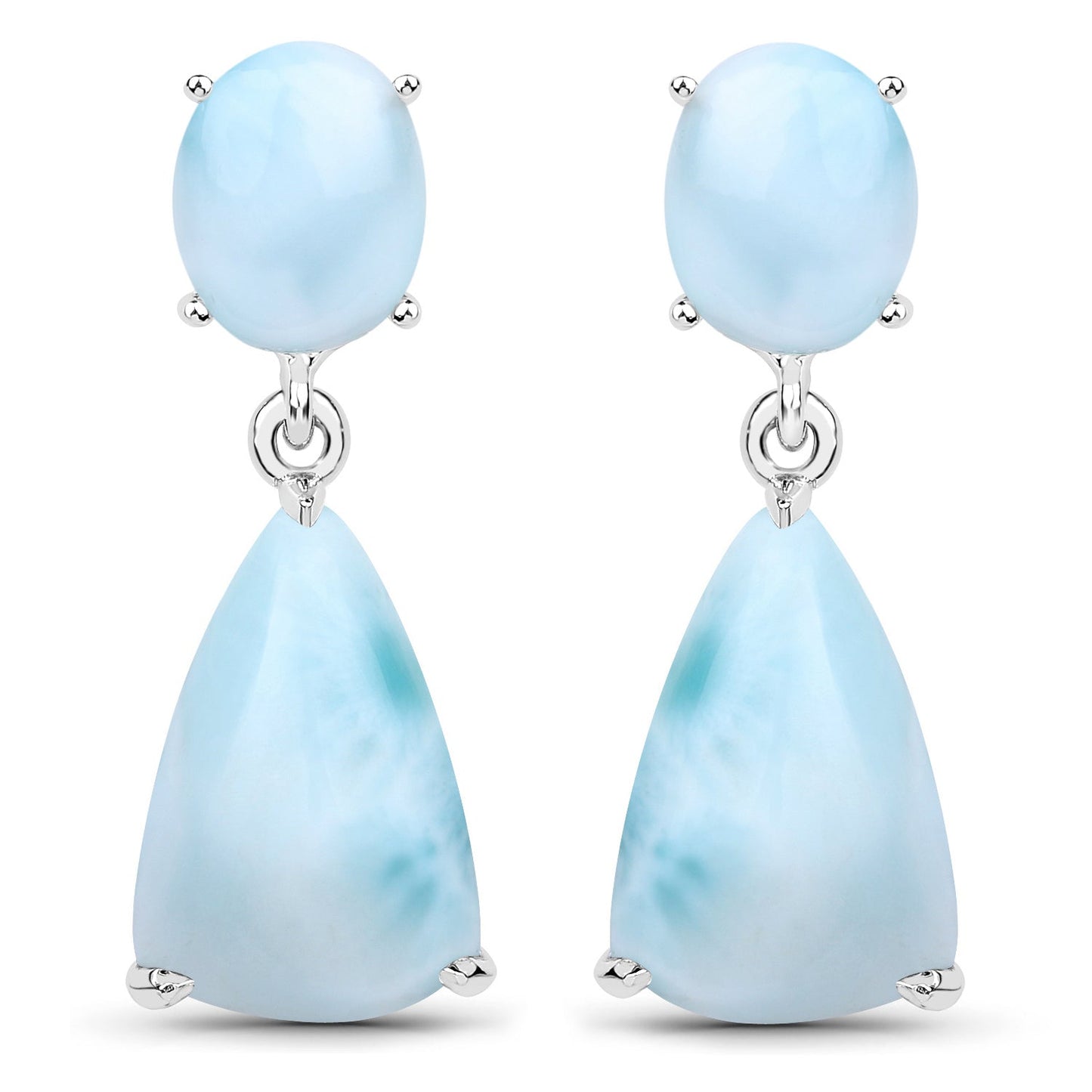11.54 Carat Genuine Larimar .925 Sterling Silver Earrings