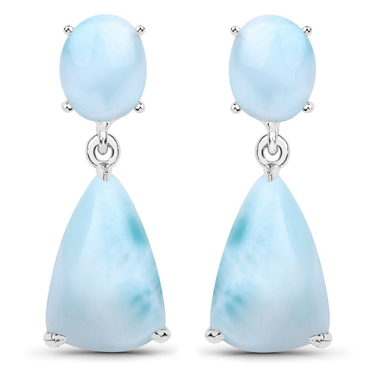 11.54 Carat Genuine Larimar .925 Sterling Silver Earrings