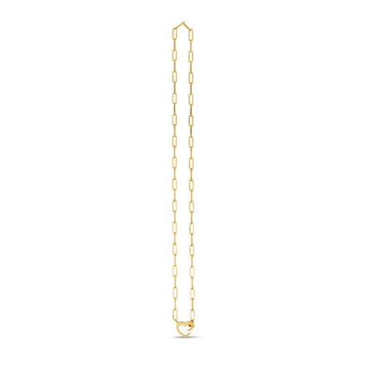 14k Yellow Gold Heart Element Paperclip Necklace