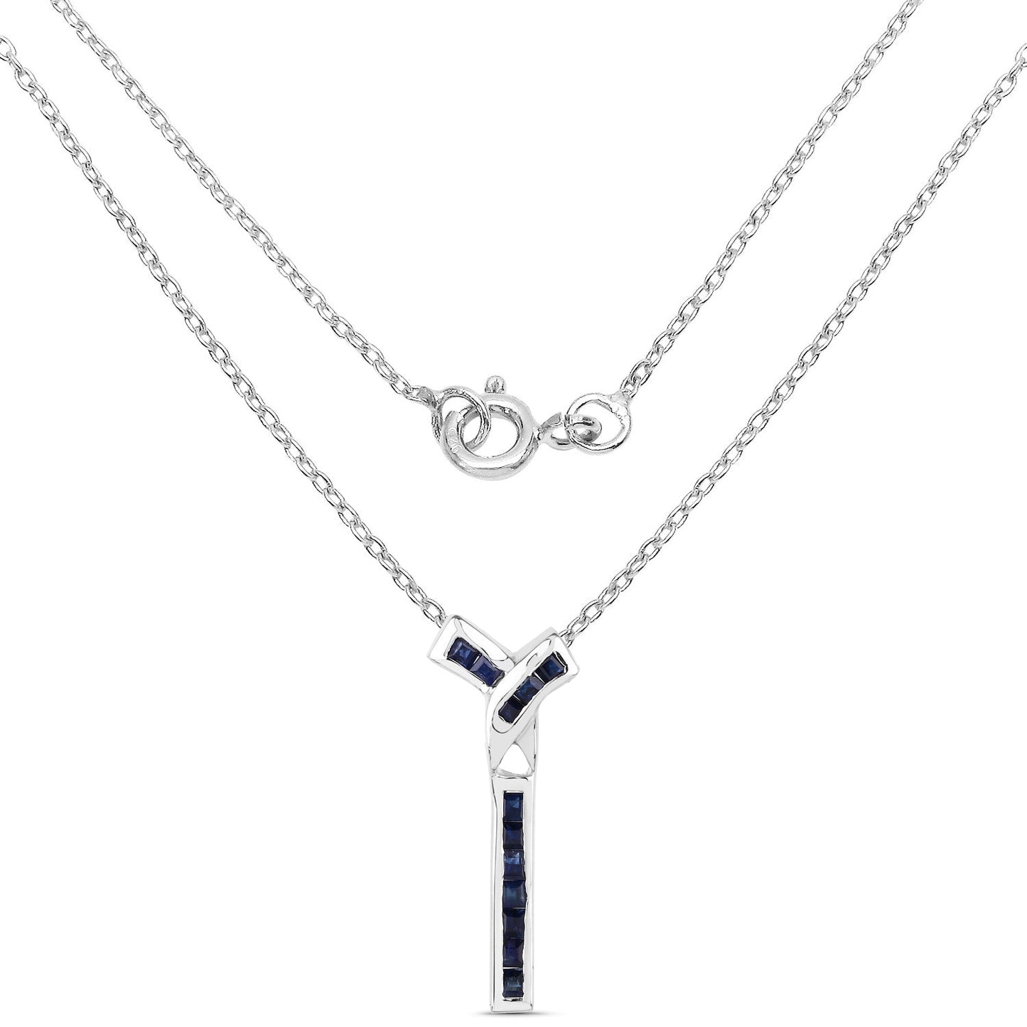 0.72 Carat Genuine Blue Sapphire .925 Sterling Silver Pendant
