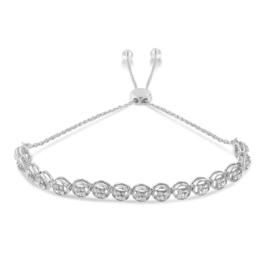 .925 Sterling Silver 1/4 cttw Round-cut Diamond Bolo Bracelet (I-J Color, I3 Clarity)