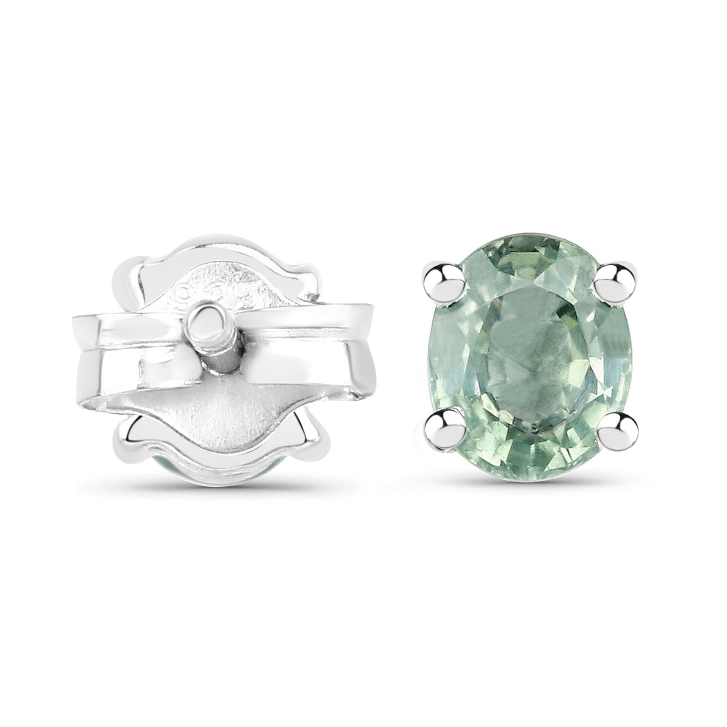 0.68 Carat Genuine Green Sapphire .925 Sterling Silver Earrings