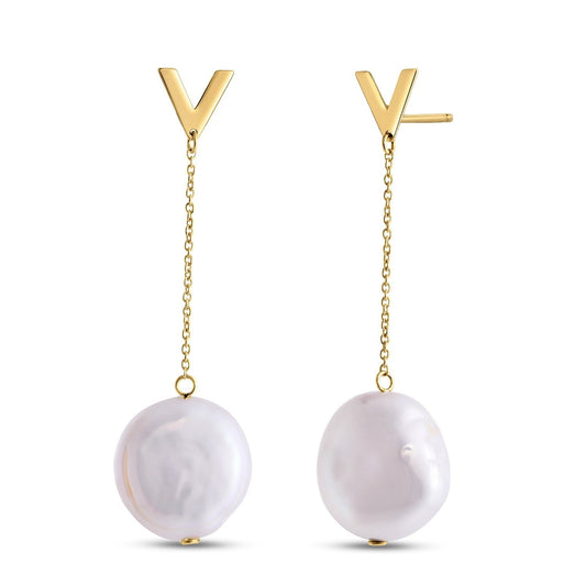 14k Yellow Gold Tesoro Pearl Drop Earrings