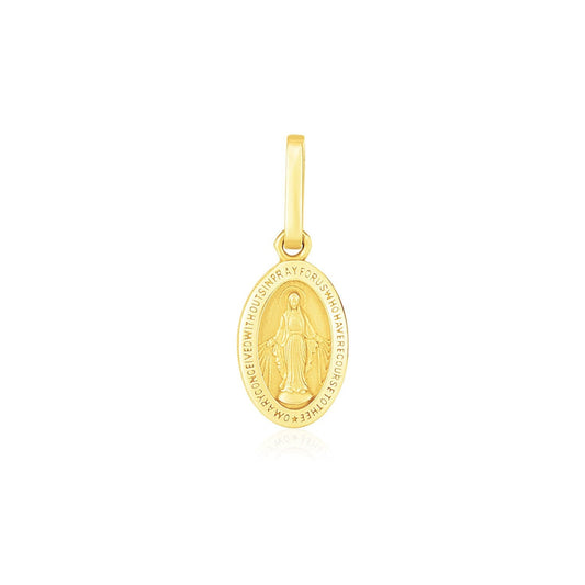 14k Yellow Gold Oval Religious Medal Pendant