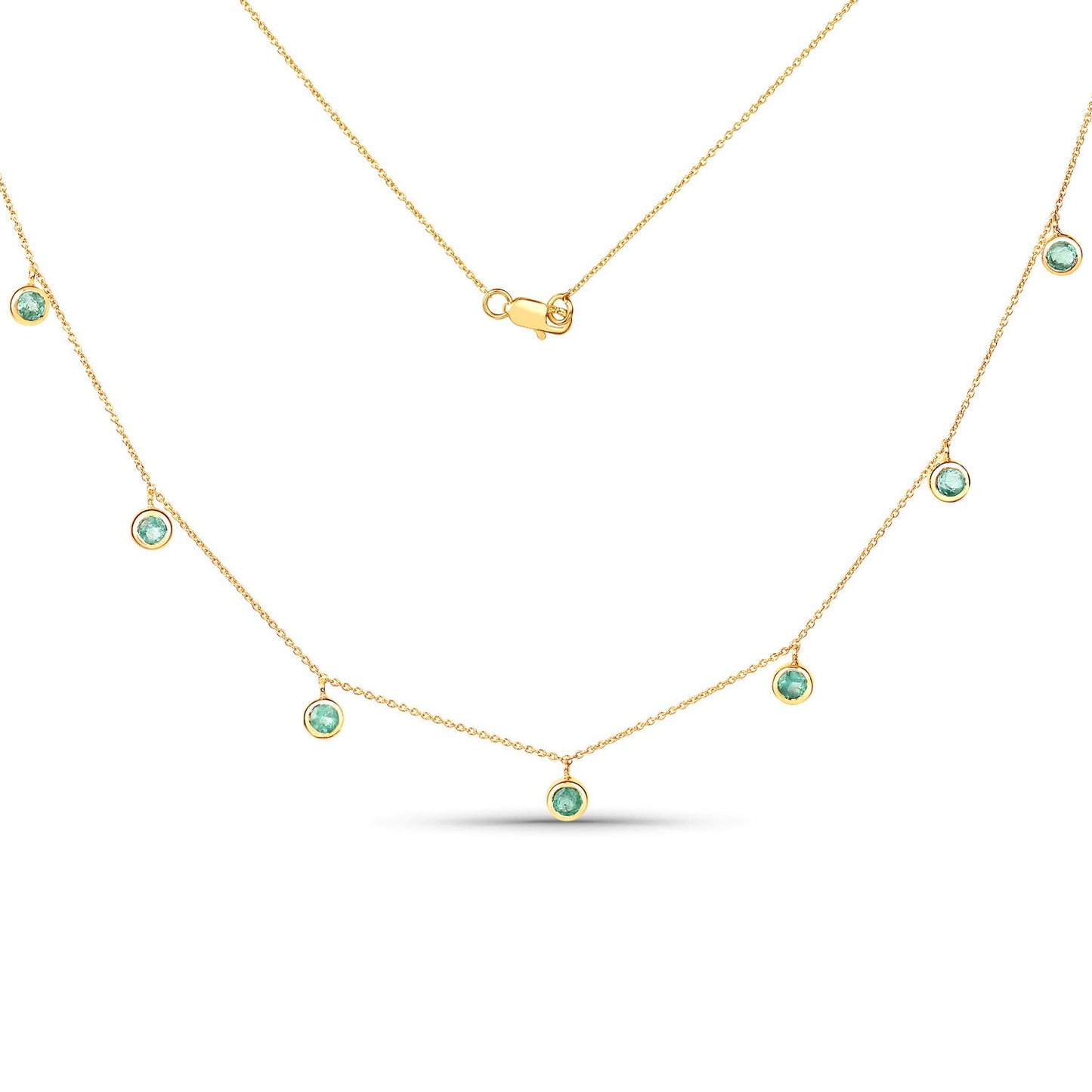 0.90 Carat Genuine Zambian Emerald 10K Yellow Gold Necklace