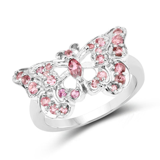 0.83 Carat Genuine Pink Tourmaline .925 Sterling Silver Ring