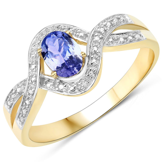 0.75 Carat Genuine Tanzanite .925 Sterling Silver Ring