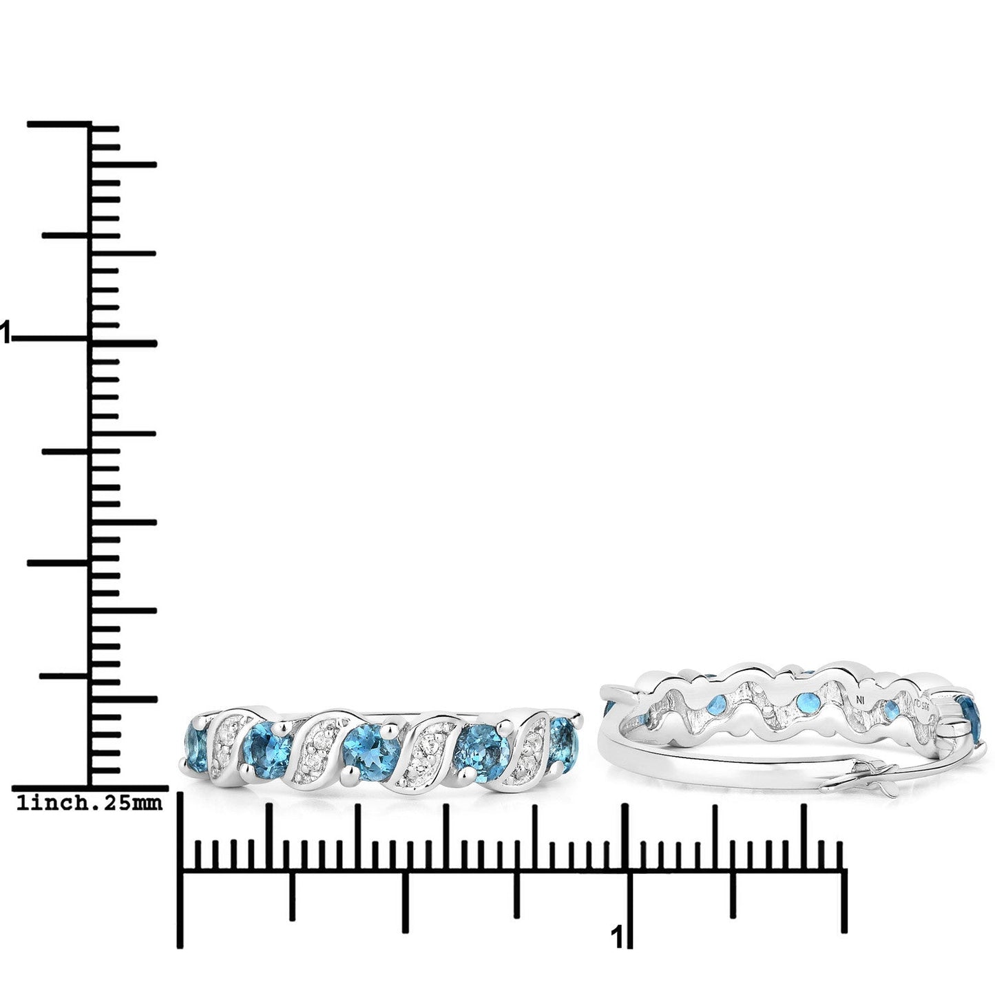 1.48 Carat Genuine London Blue Topaz and White Topaz .925 Sterling Silver Earrings
