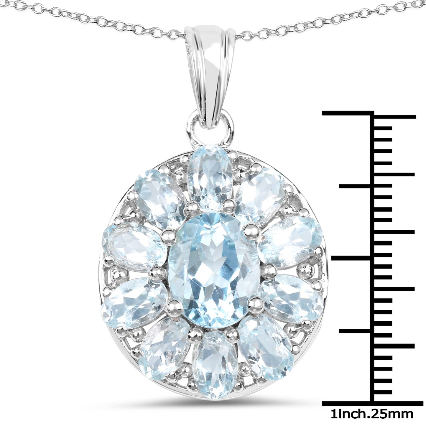 7.65 Carat Genuine Blue Topaz .925 Sterling Silver Pendant