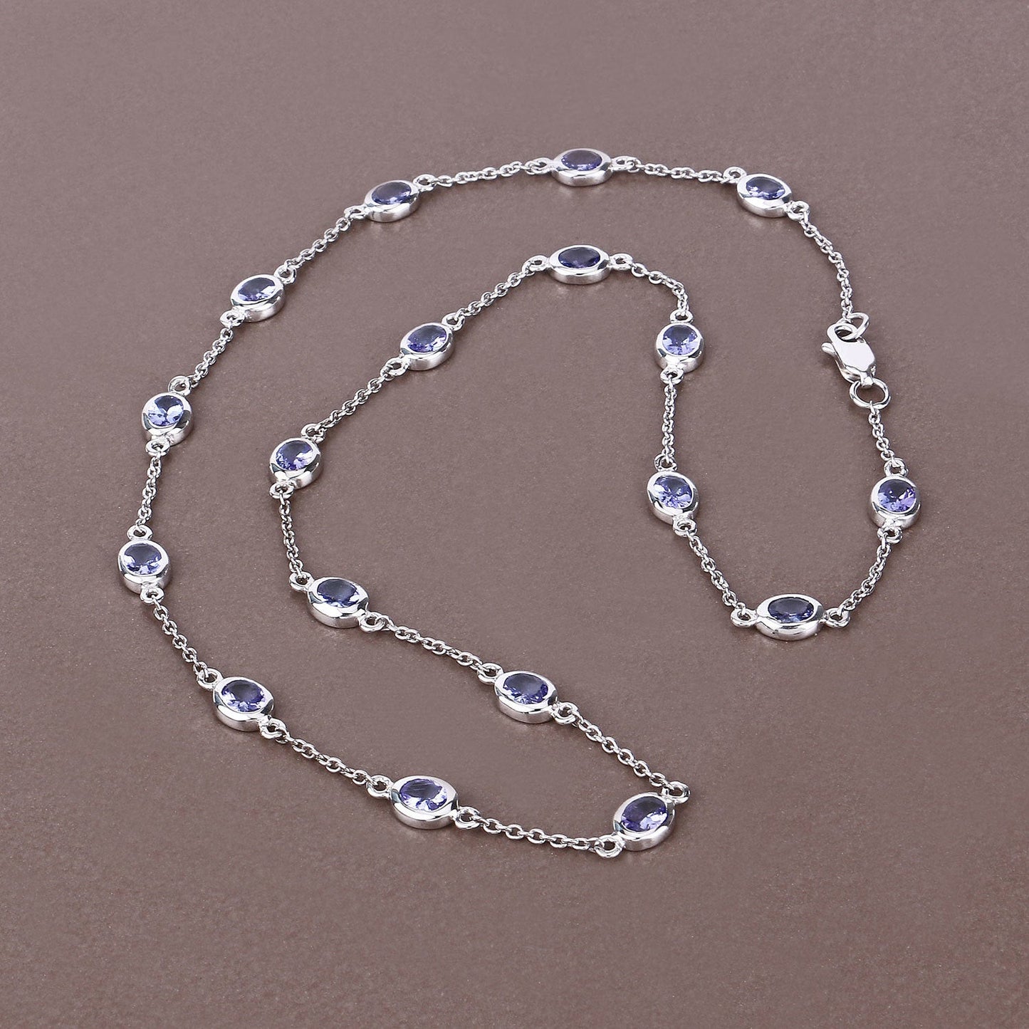 5.94 Carat Genuine Tanzanite .925 Sterling Silver Necklace