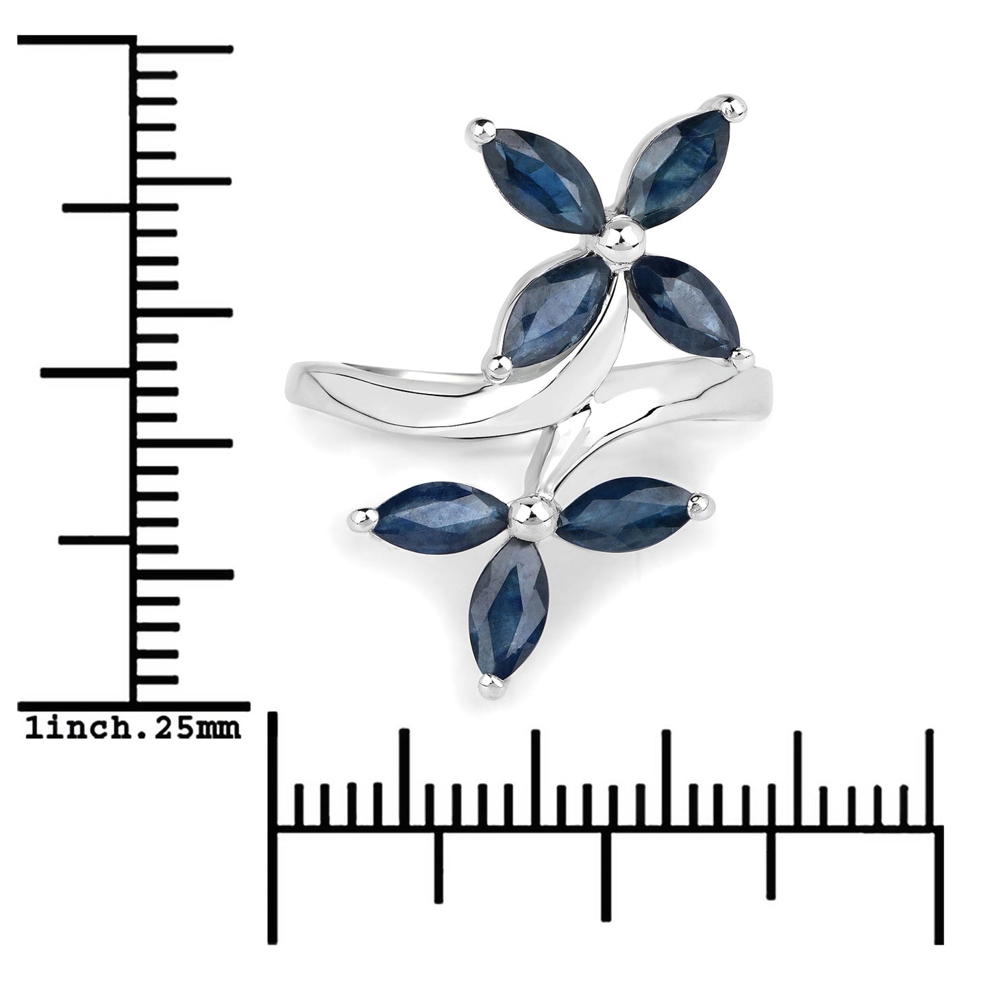 1.75 Carat Genuine Blue Sapphire .925 Sterling Silver Ring