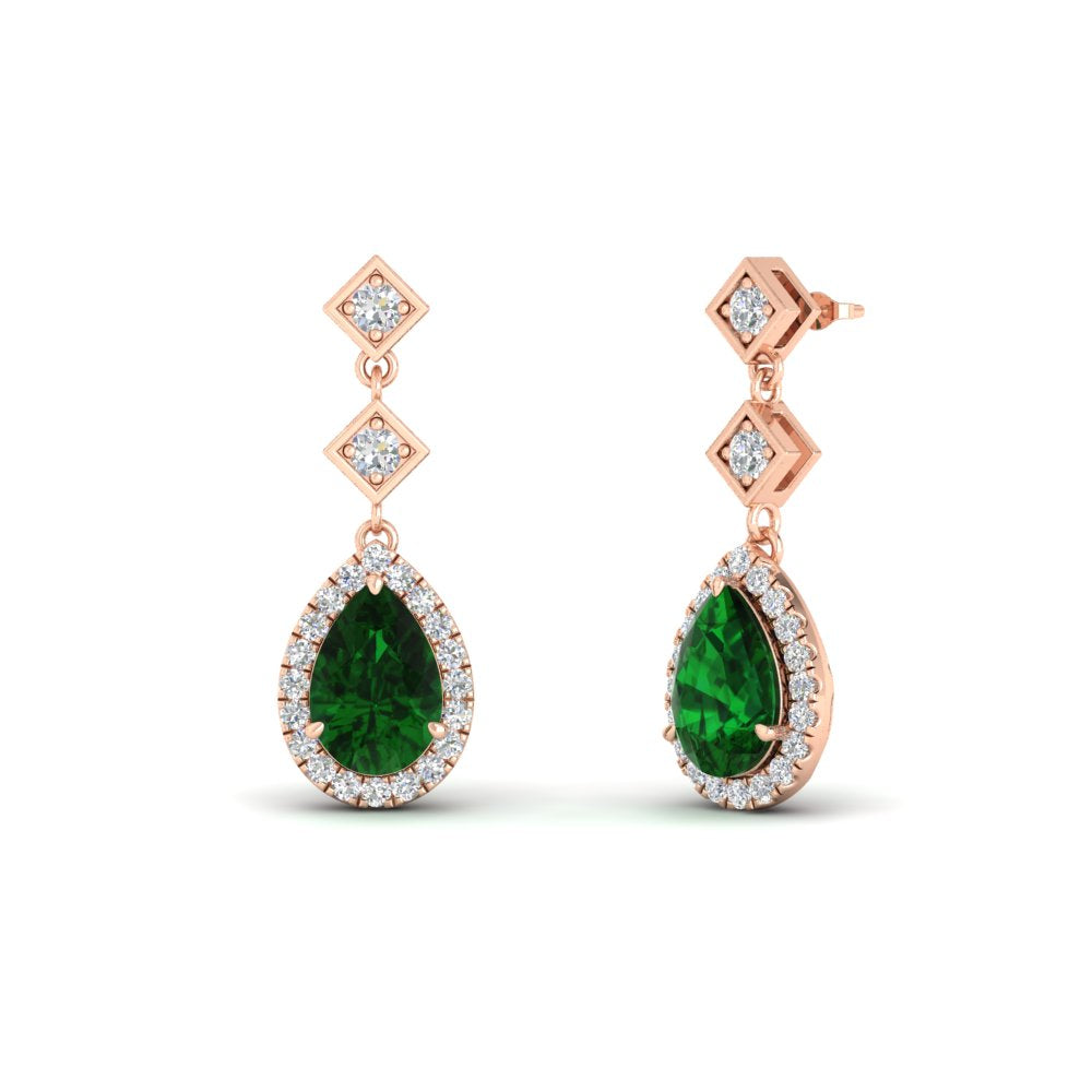 Double Drop Pear Halo Earring