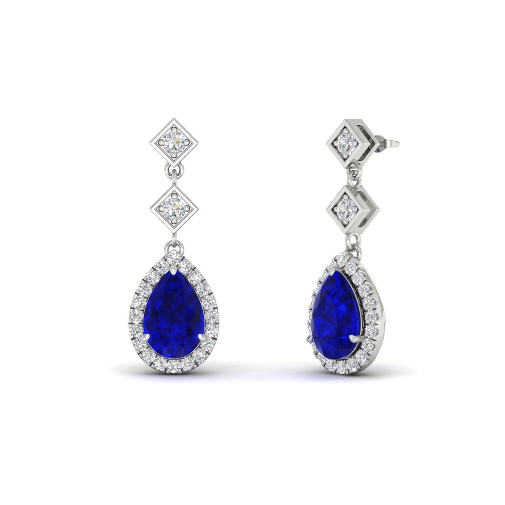 Double Drop Pear Halo Earring