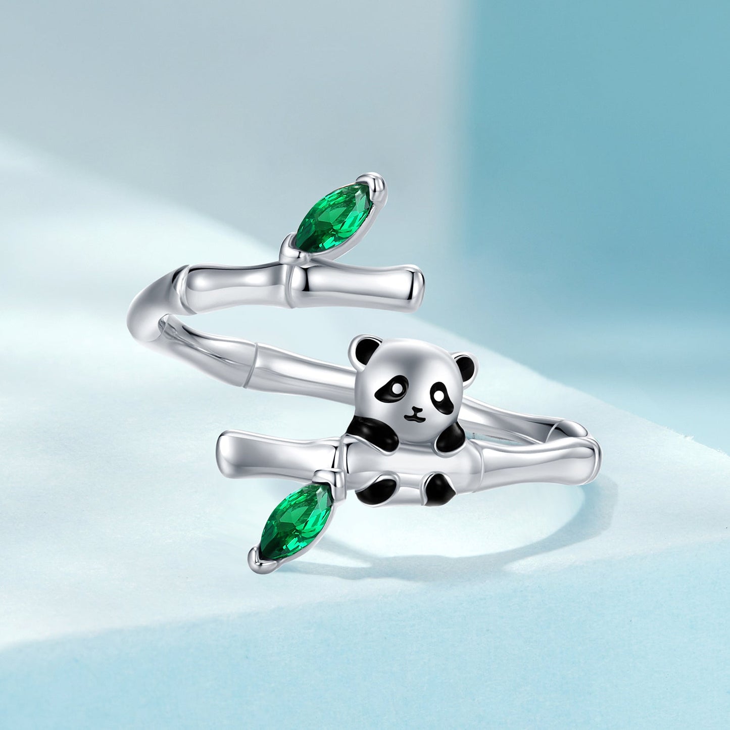 925 Sterling Silver Enamel White Gold Pave Set CZ Ring