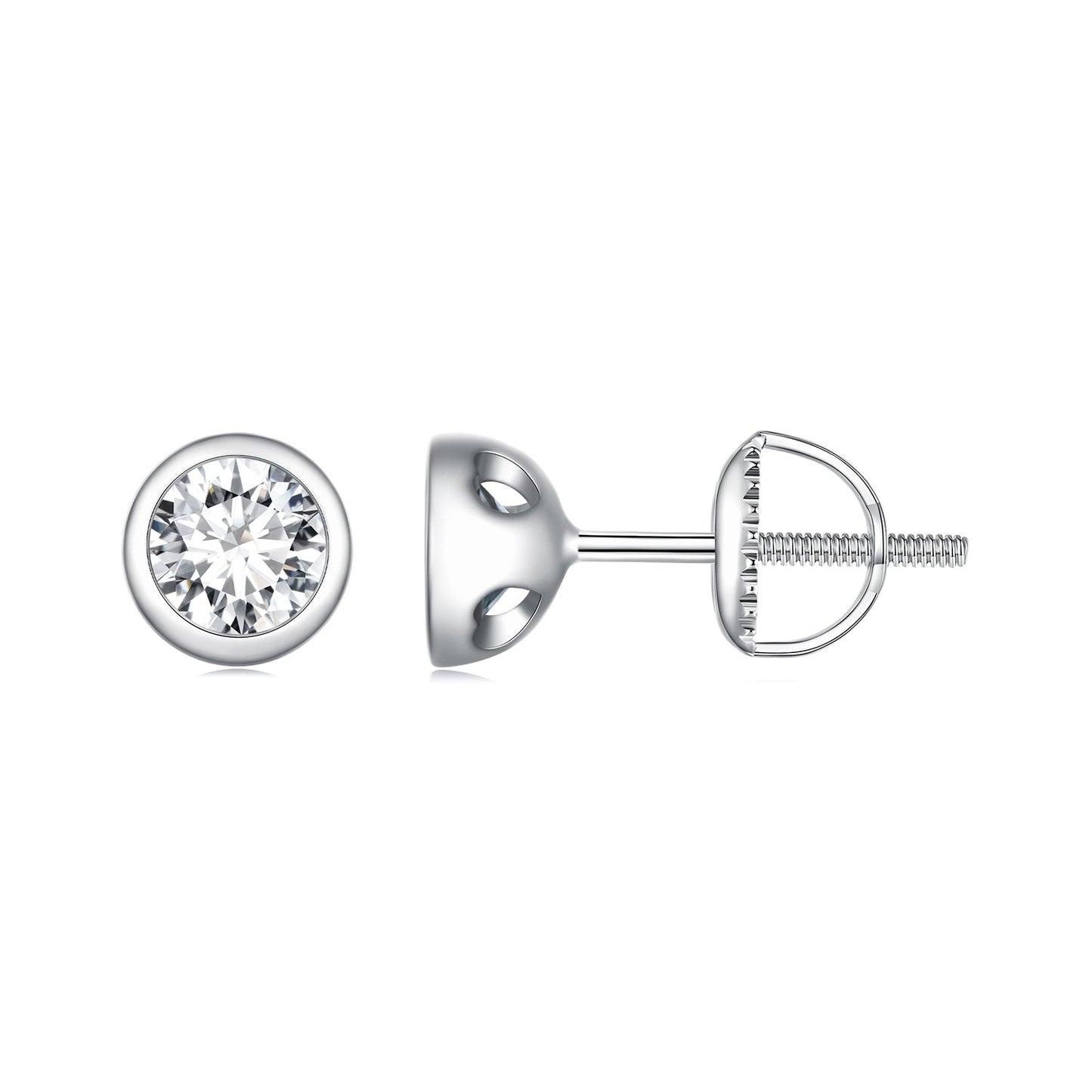 925 Sterling Silver 5.0mm Moissanite Earrings for Women