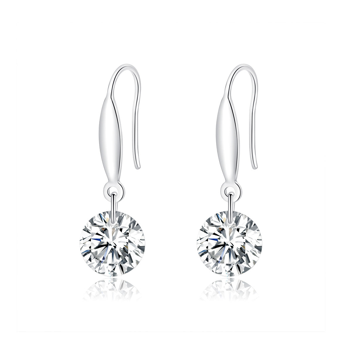 S925 Sterling Silver Earrings 2.6x0.8cm Plated Platinum with Pavé Setting CZ for Women