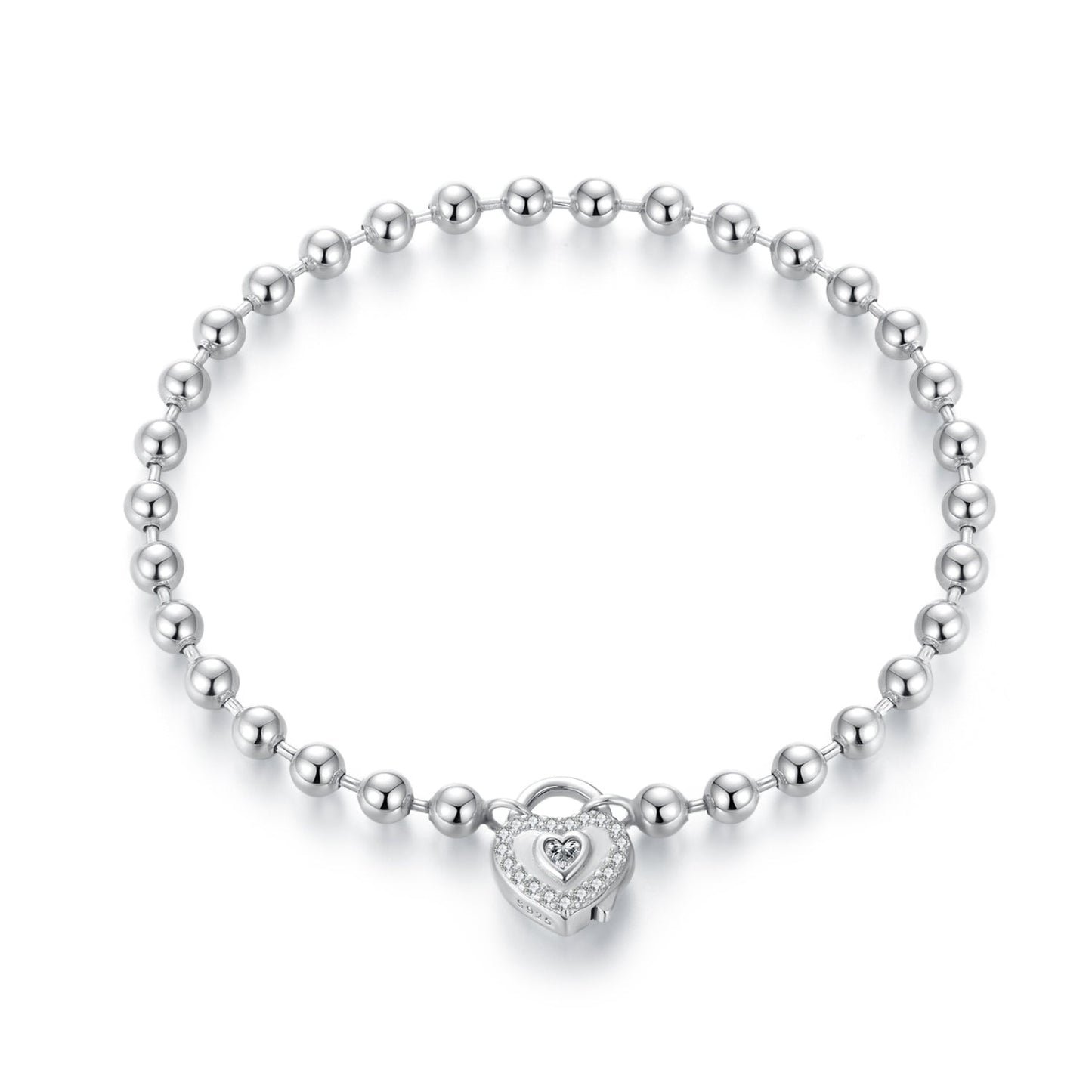 925 Sterling Silver White Gold Plated 17cm Bracelet with CZ Paved Setting for Women
