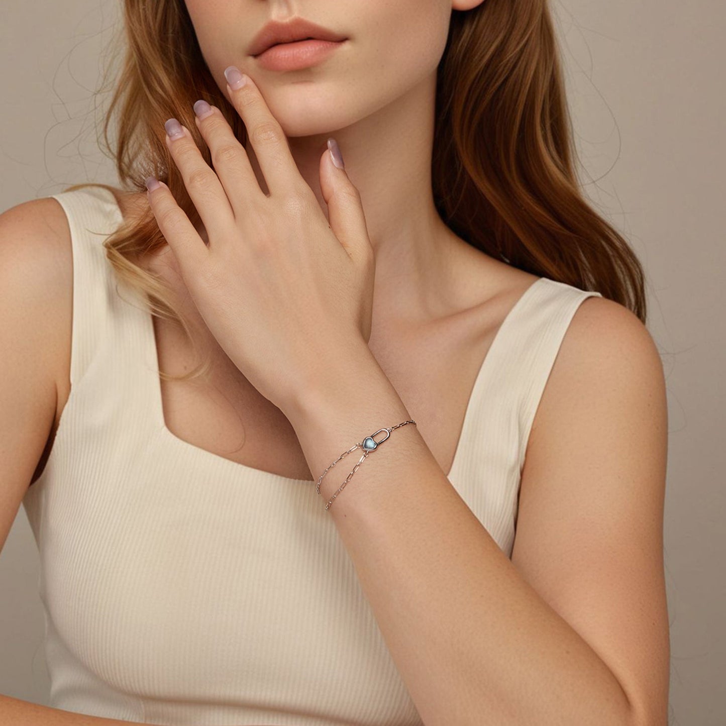 925 Sterling Silver Aquamarine Bracelet for Women