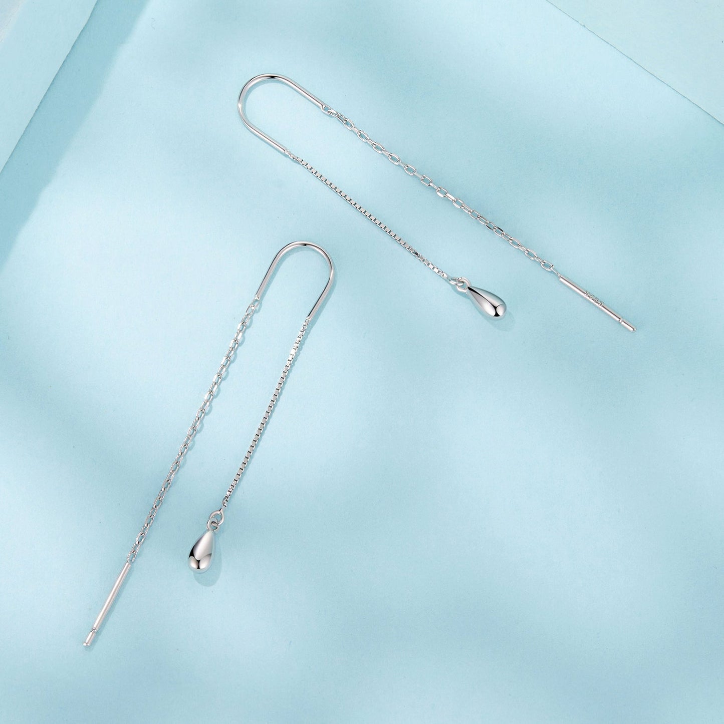 925 Sterling Silver Plated White Gold Water Droplet Earrings for Women