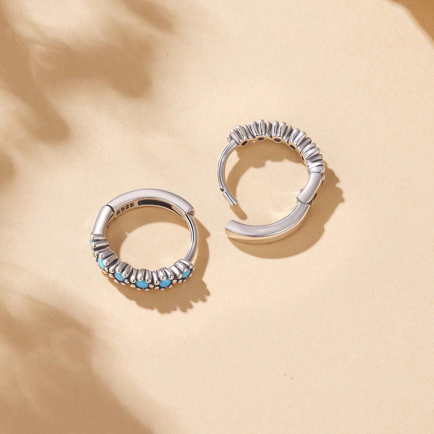 925 Sterling Silver Turquoise Earrings for Women 1.4x0.5cm