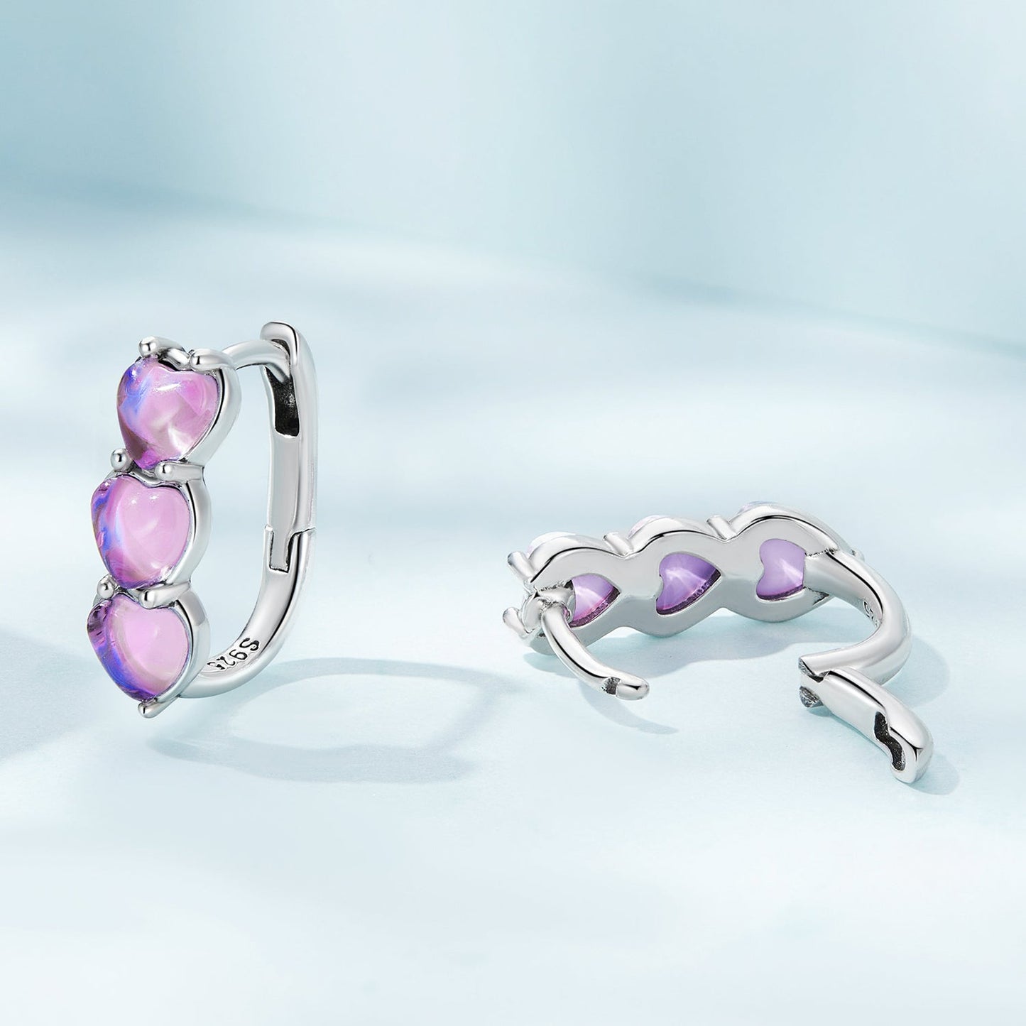 925 Sterling Silver Earrings with Transparent Glass for Women