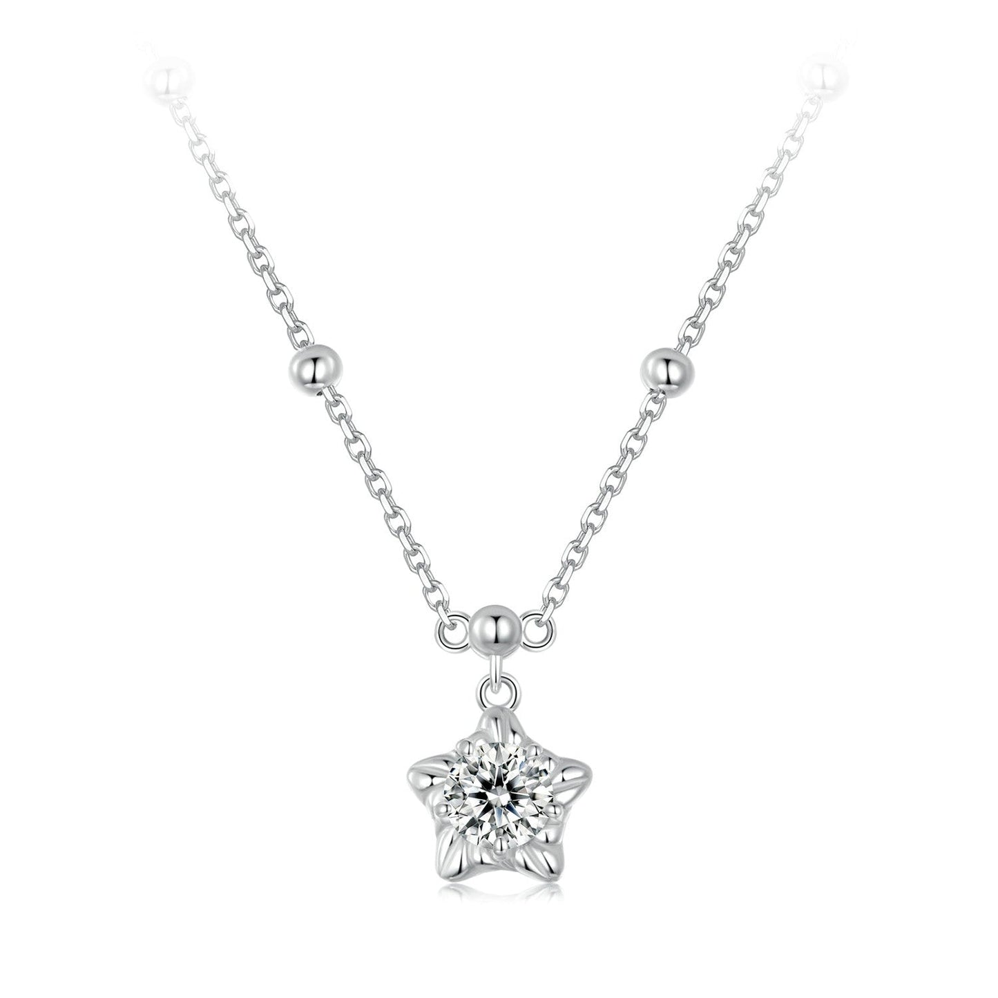 925 Sterling Silver 5mm Moissanite Necklace for Women