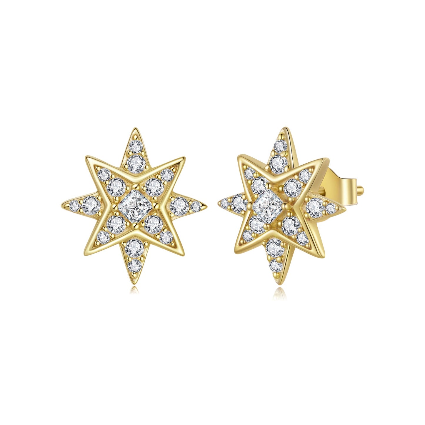925 Sterling Silver Pavé Setting Gold Plated Earrings