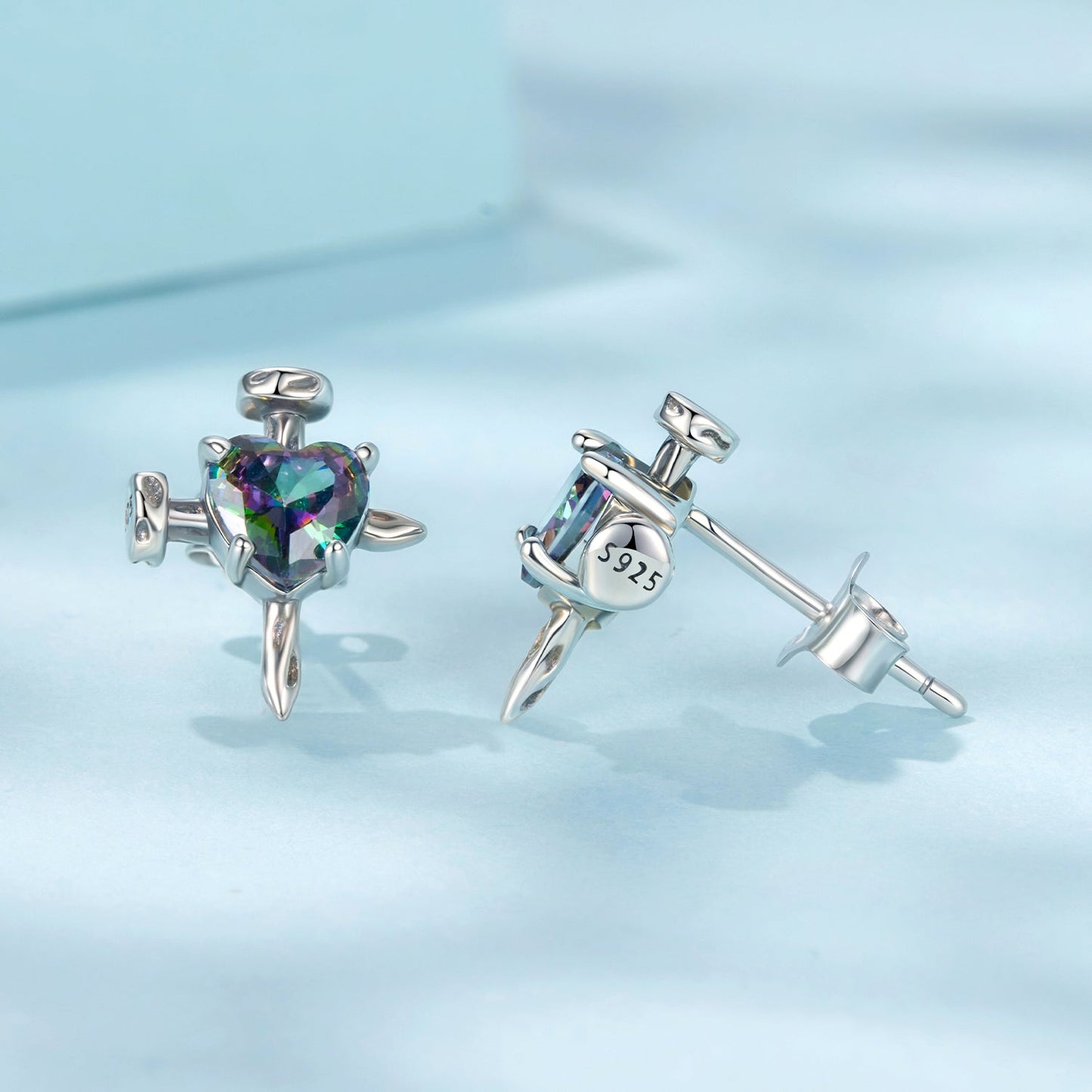 925 Sterling Silver Earrings with Transparent Glass for Women