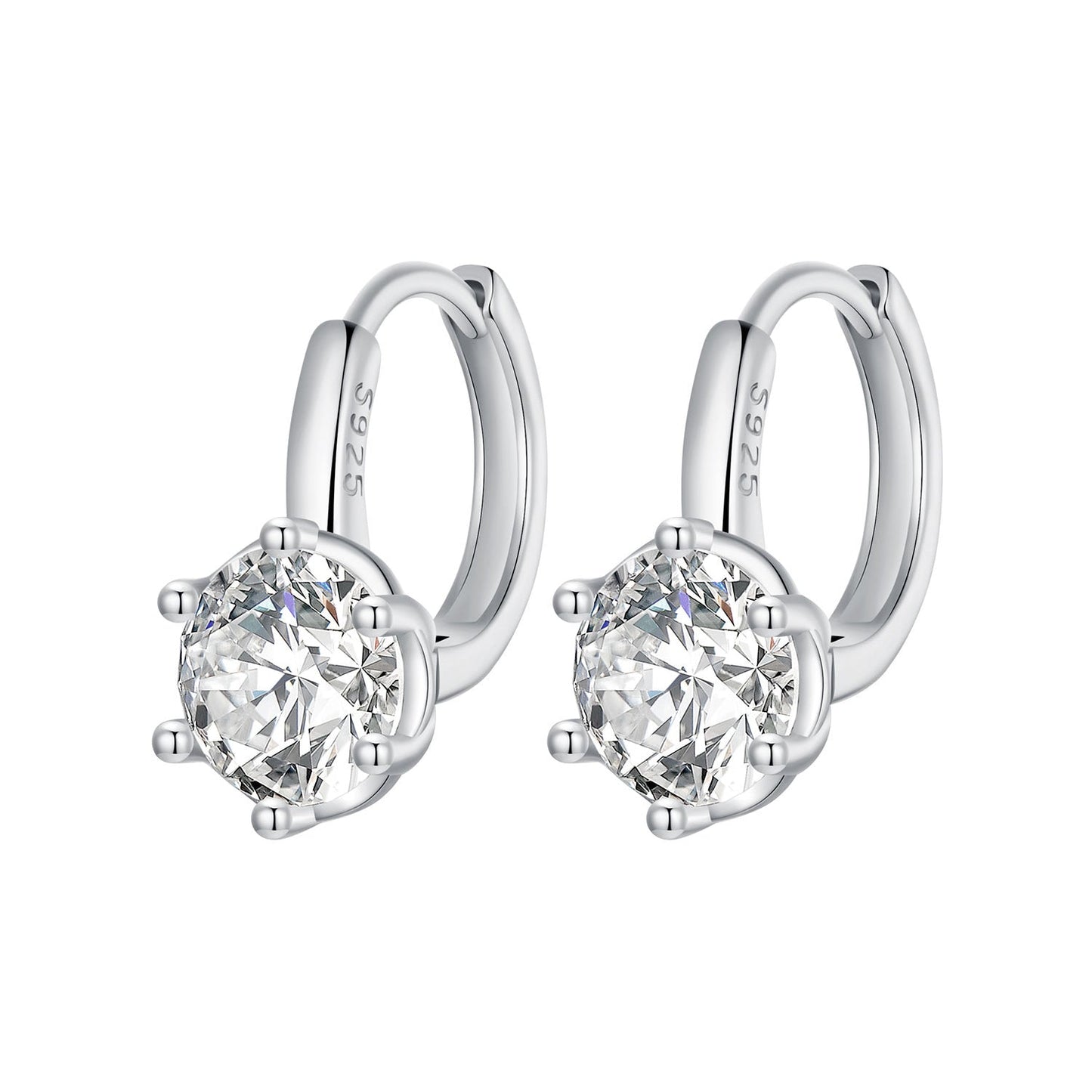 925 Sterling Silver Earrings with CZ and Platinum Plating, Size 13*7mm for Women