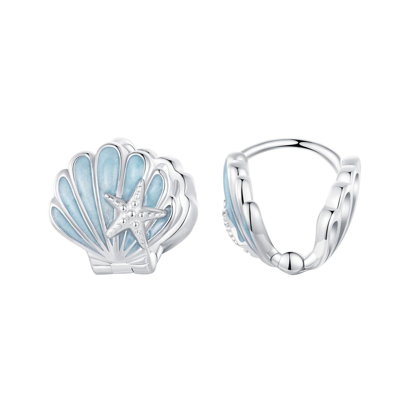 925 Sterling Silver White Gold Plated Enamel Earrings for Women 11x11mm