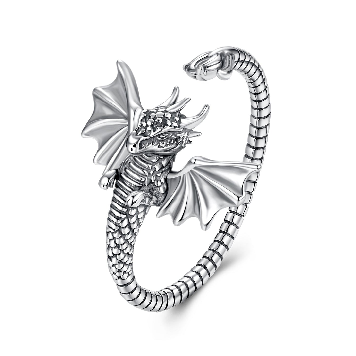 925 Sterling Silver Oxidized Dragon Ring