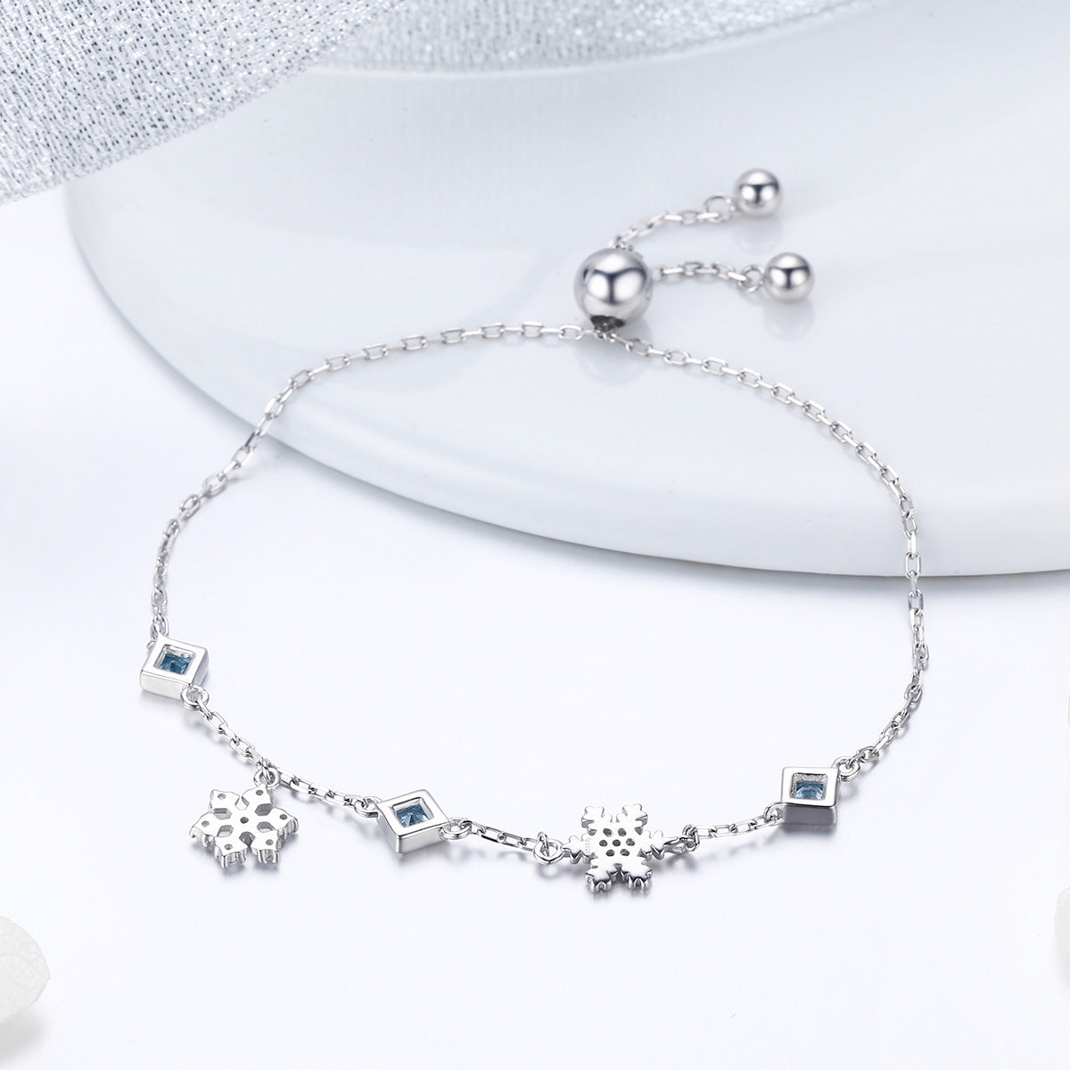 925 Sterling Silver Adjustable Bracelet for Women - 22cm