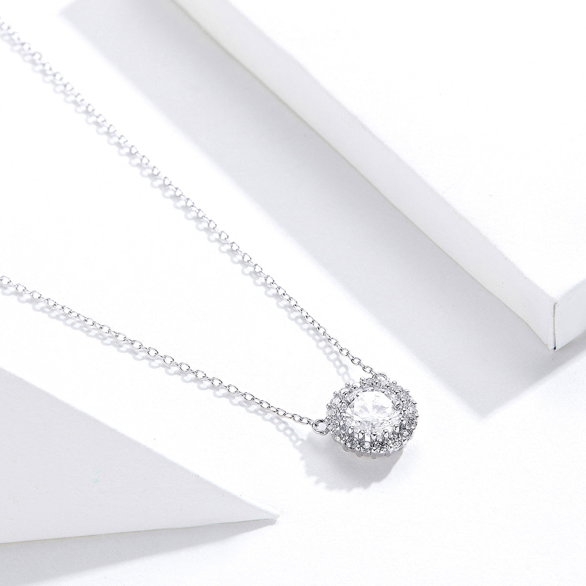 925 Sterling Silver Plated Platinum 49cm Pavé Setting CZ Necklace for Women